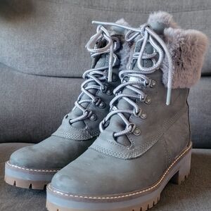 Timberland Women's Gray Fur-Lined Winter Boots
